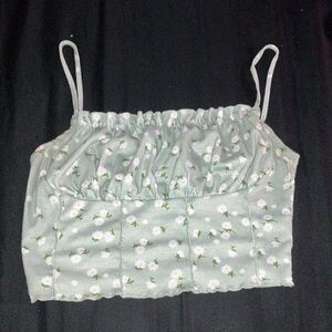 Floral Green Crop Top